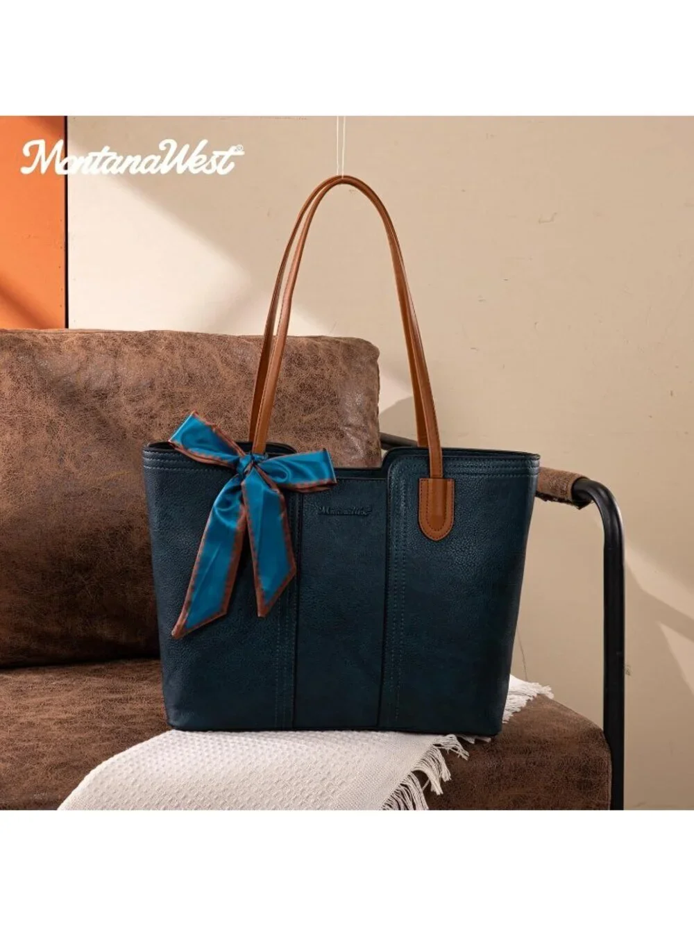 Women Teal Blue  Medium Tote Bags Top Handle Satchel Purses